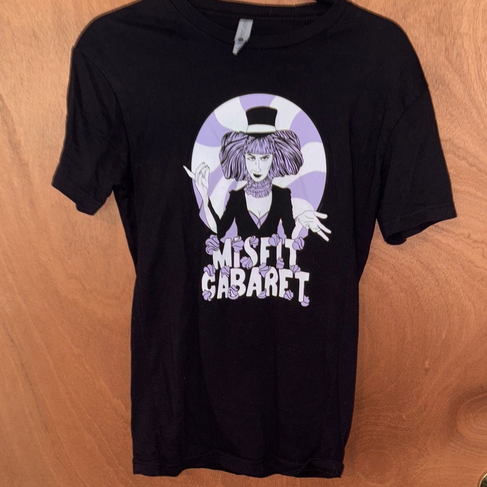 Black Graphic Tee with Purple Design